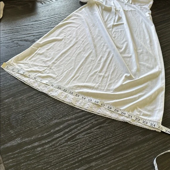 Vintage Vanity Fair Nylon Lace Slip Dress in White Made in USA Paper Tag, L - Picture 9 of 9